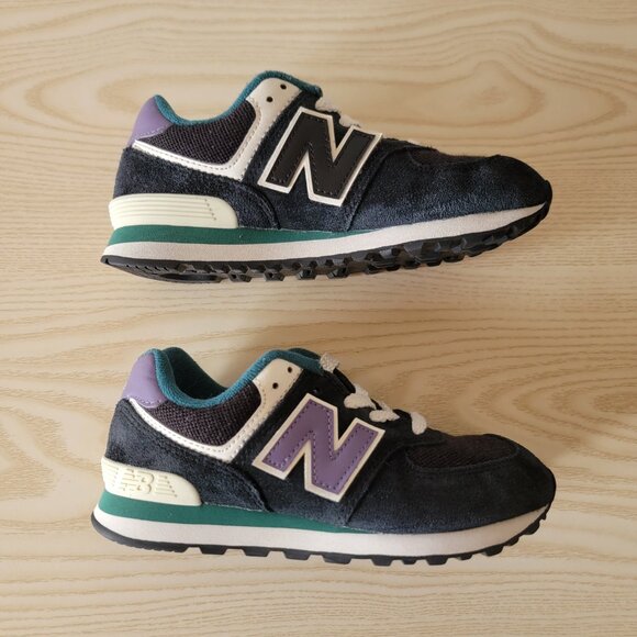 New Balance 574 PC574NV1 Black Purple Teal Little Kid's Shoes Size 12W - Picture 2 of 6